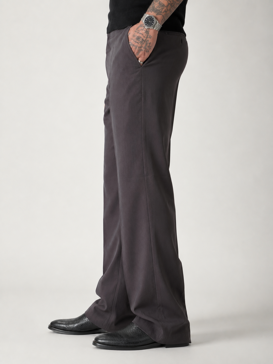 Cocoa Taupe Relaxed Fit Structured Korean Pants