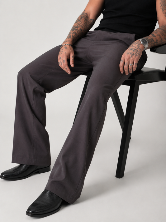 Cocoa Taupe Relaxed Fit Structured Korean Pants