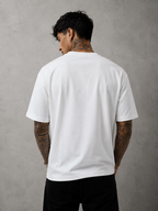 White T-shirt back view, plain crew neck with short sleeves