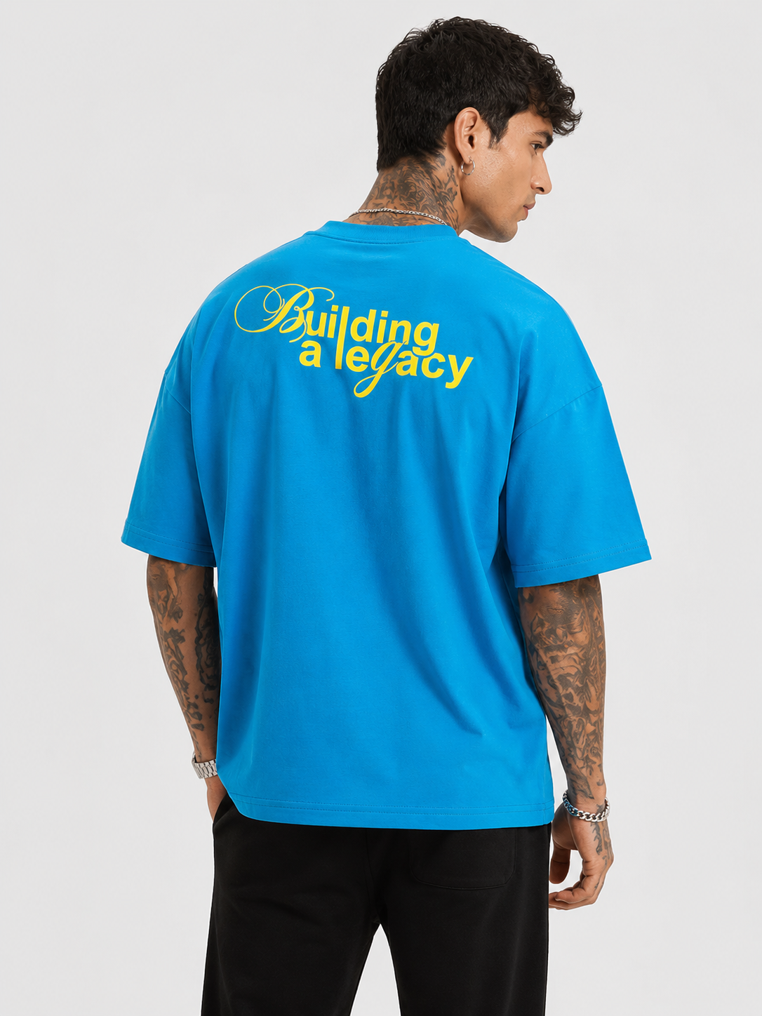 Blue & Yellow Drop Shoulder Tee