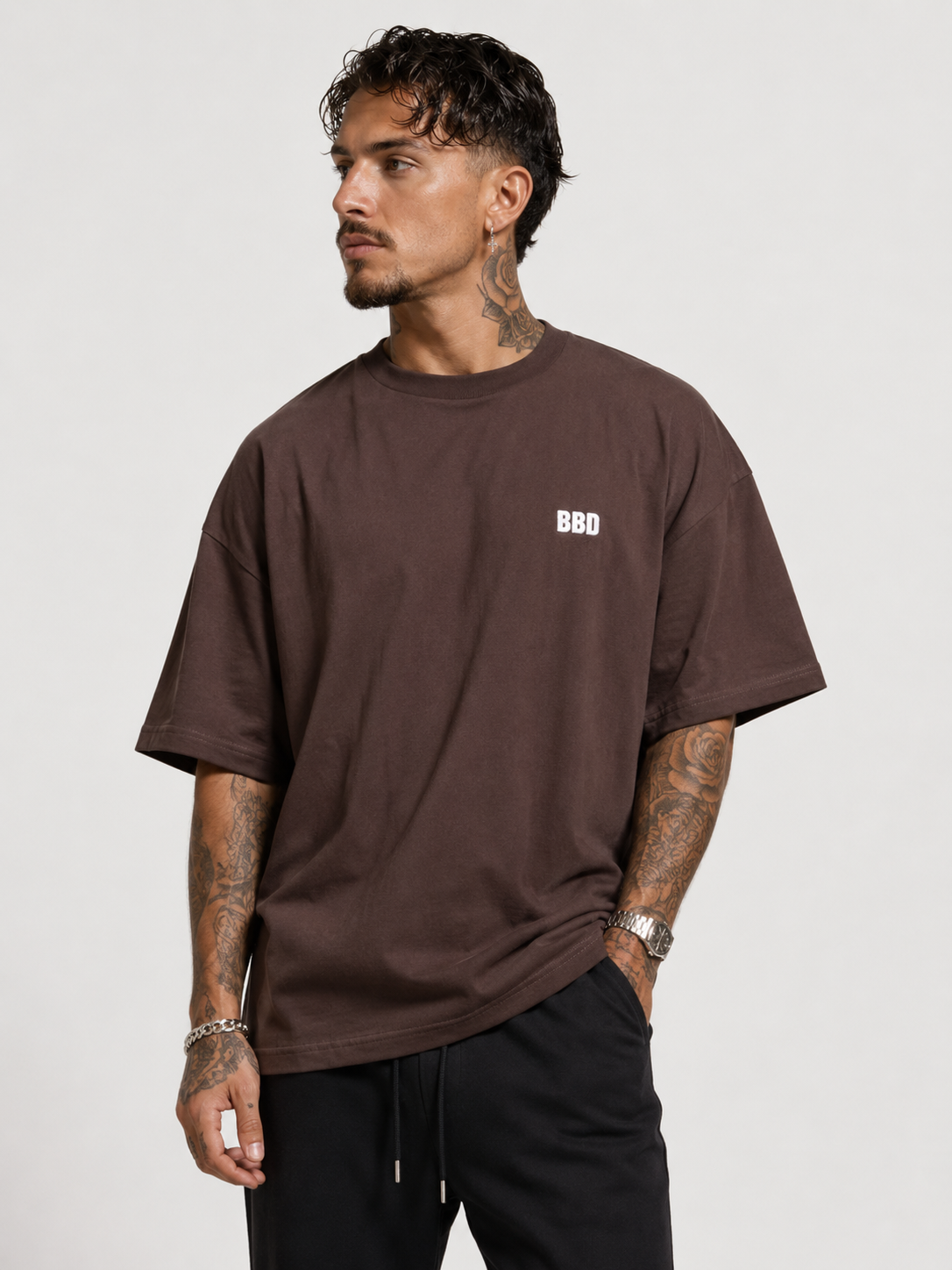 Cacao Brown Heavyweight Drop Shoulder Tee