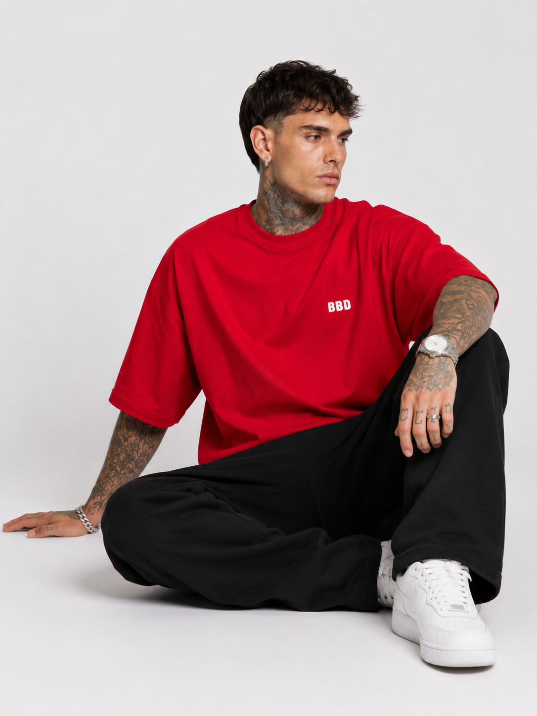 Scarlet Red Heavyweight Drop Shoulder Tee