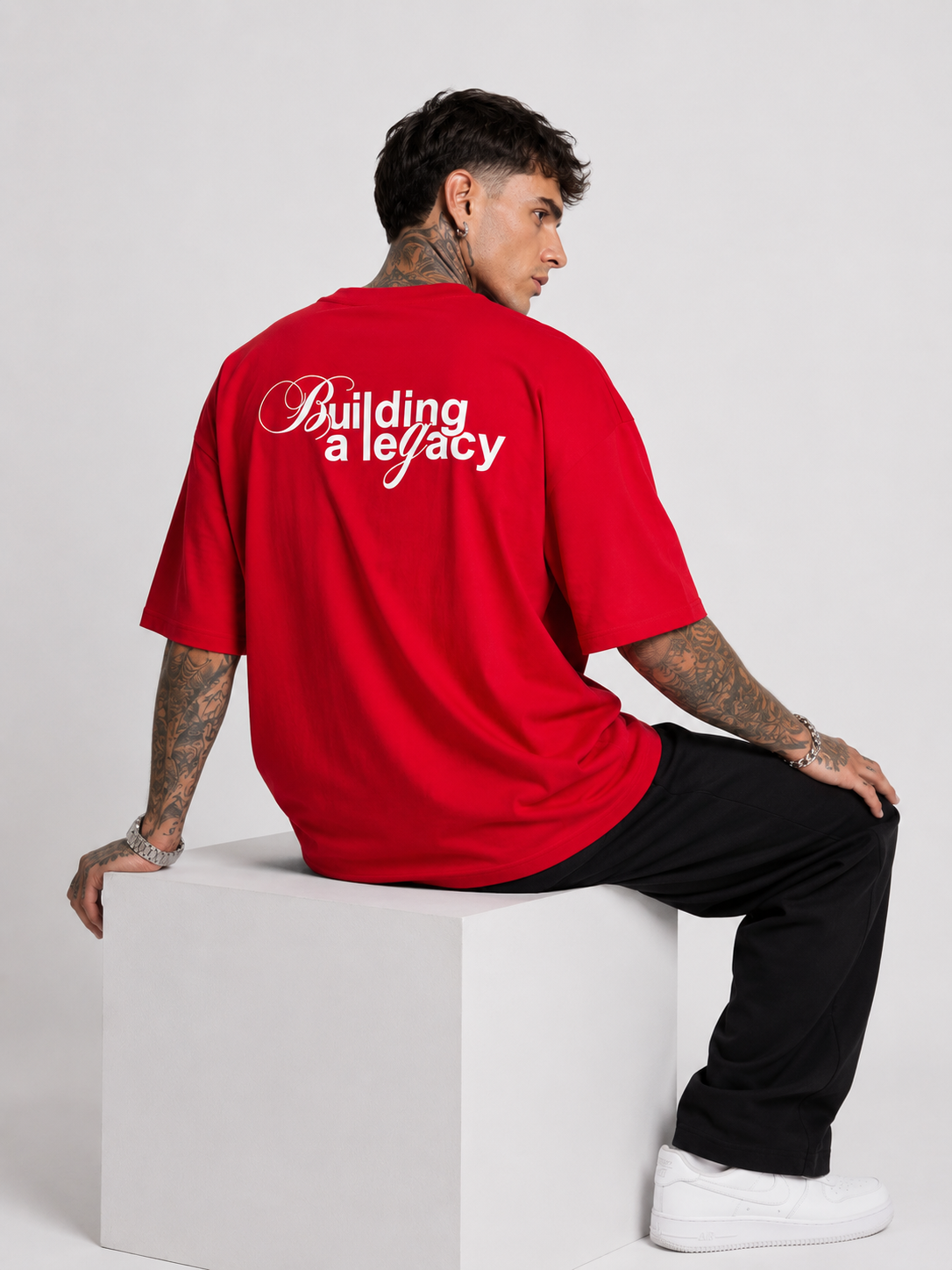 Scarlet Red Heavyweight Drop Shoulder Tee