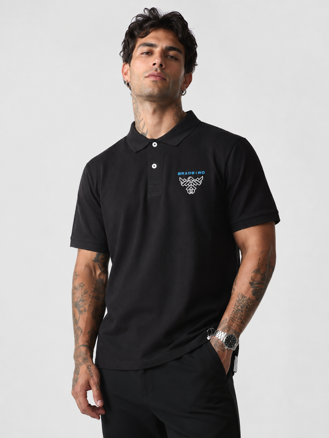 Midnight Black Cotton Regular Fit Collar Polo