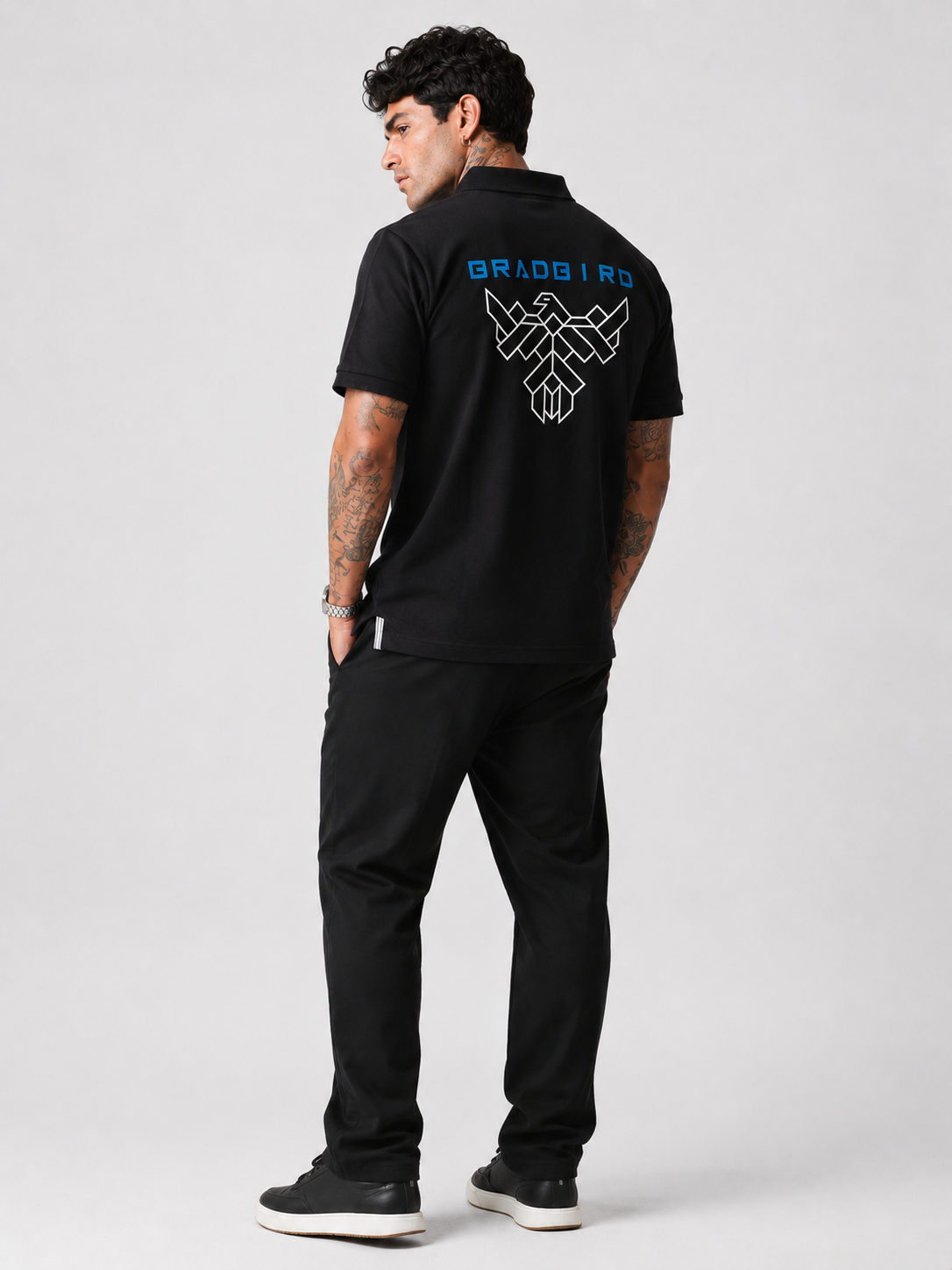 Midnight Black Cotton Regular Fit Collar Polo