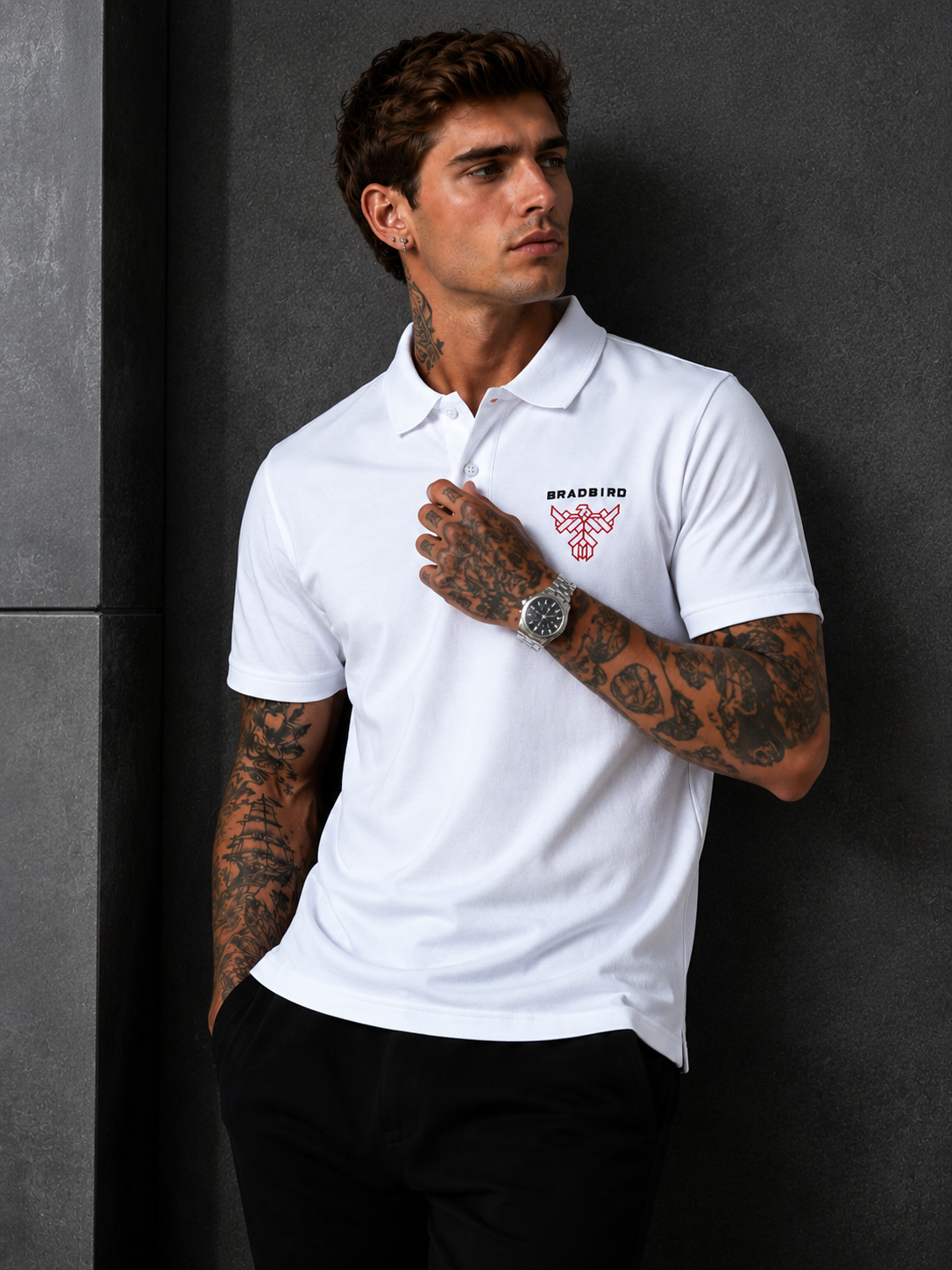 Pure White Cotton Regular Fit Collar Polo