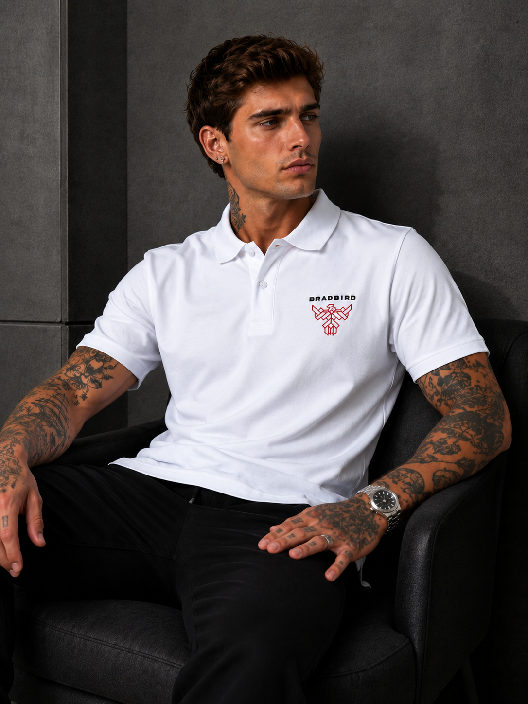 Pure White Cotton Regular Fit Collar Polo