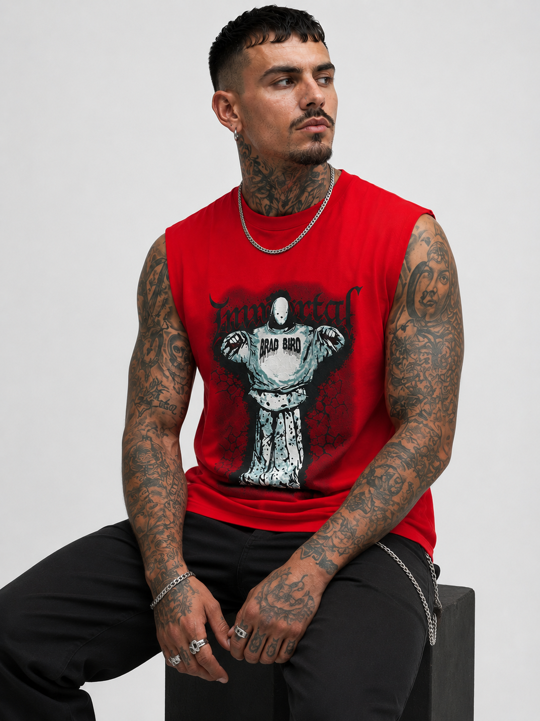 Immortal Crimson Red Sleeveless Graphic T-Shirt