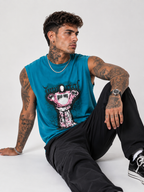 Immortal Graphic Printed Sleeveless T-Shirt in Ocean Teal