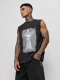 Immortal Charcoal Black Graphic Sleeveless T-Shirt