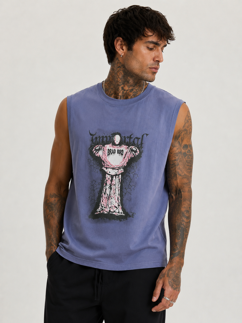 Immortal Muted Lavender Blue Sleeveless T-Shirt