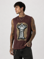 Immortal Chocolate Brown Sleeveless Graphic T-Shirt