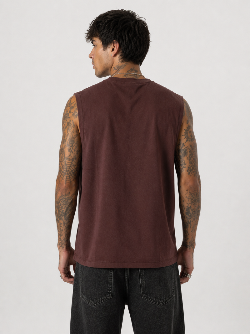 Immortal Chocolate Brown Sleeveless Graphic T-Shirt