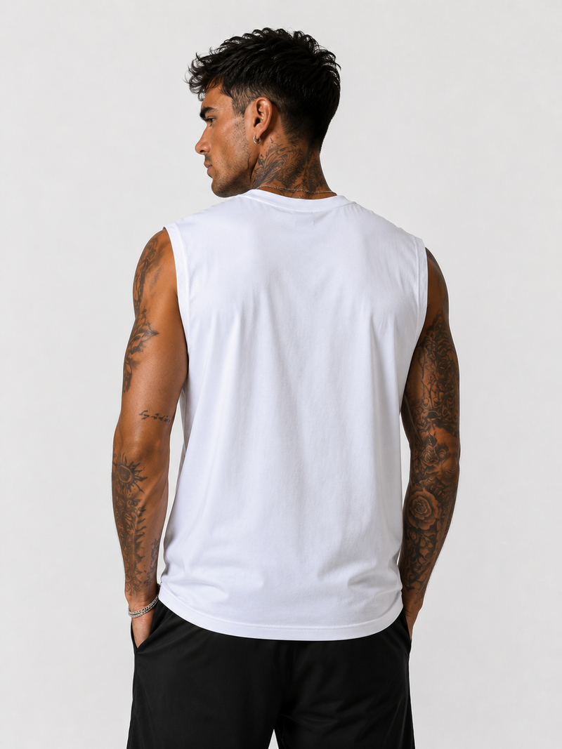 Immortal White Graphic Sleeveless T-Shirt