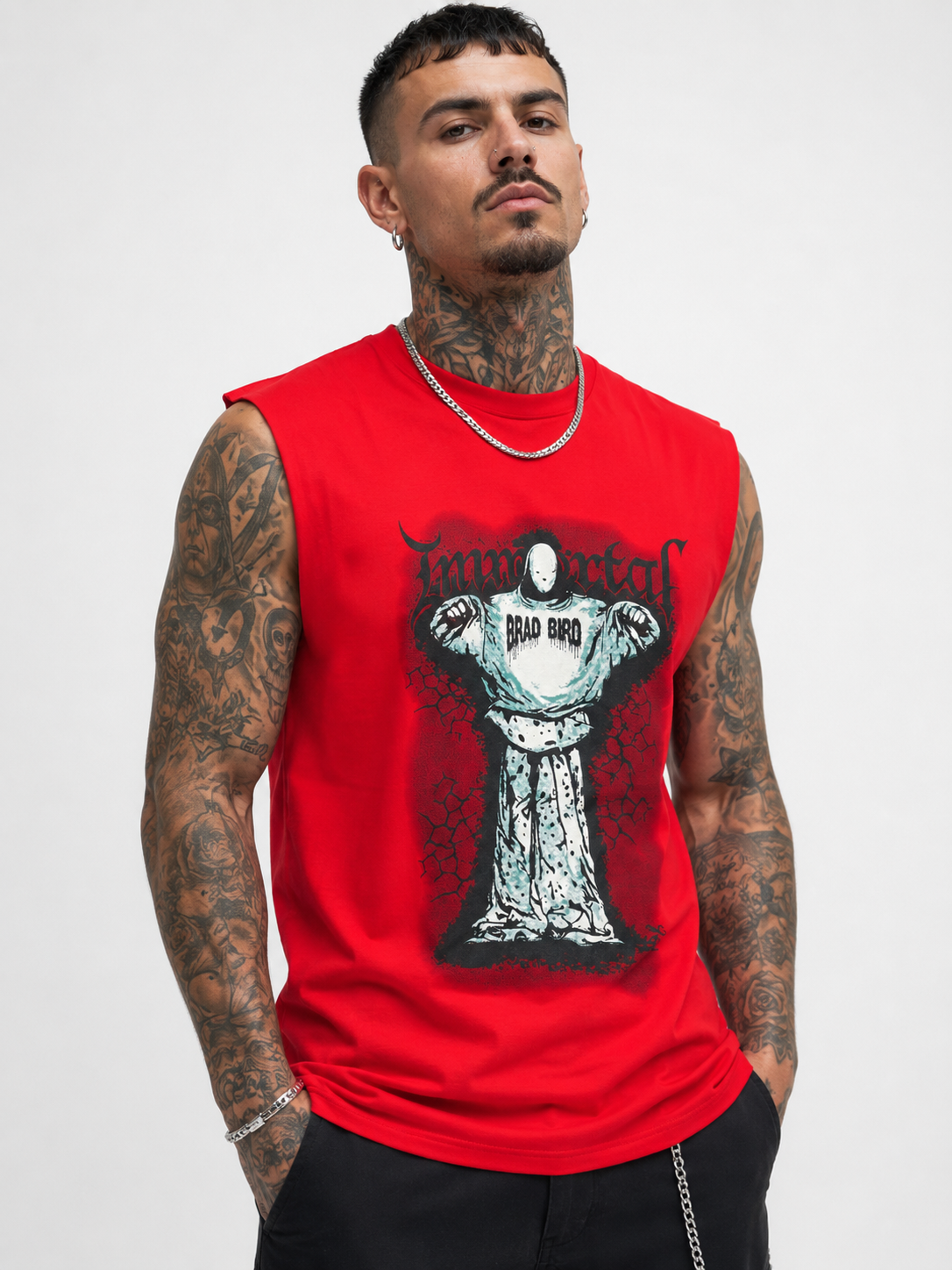 Immortal Crimson Red Sleeveless Graphic T-Shirt
