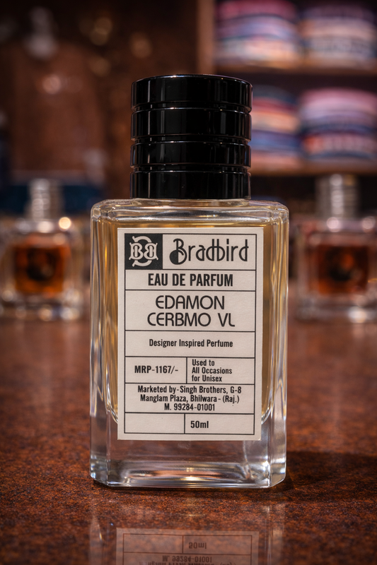 Edamon Cerbmo VL eau de parfum, 50ml glass bottle with black cap and front label