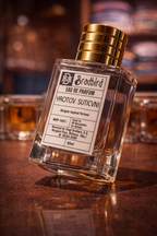 50 ml eau de parfum bottle with gold cap and angled label