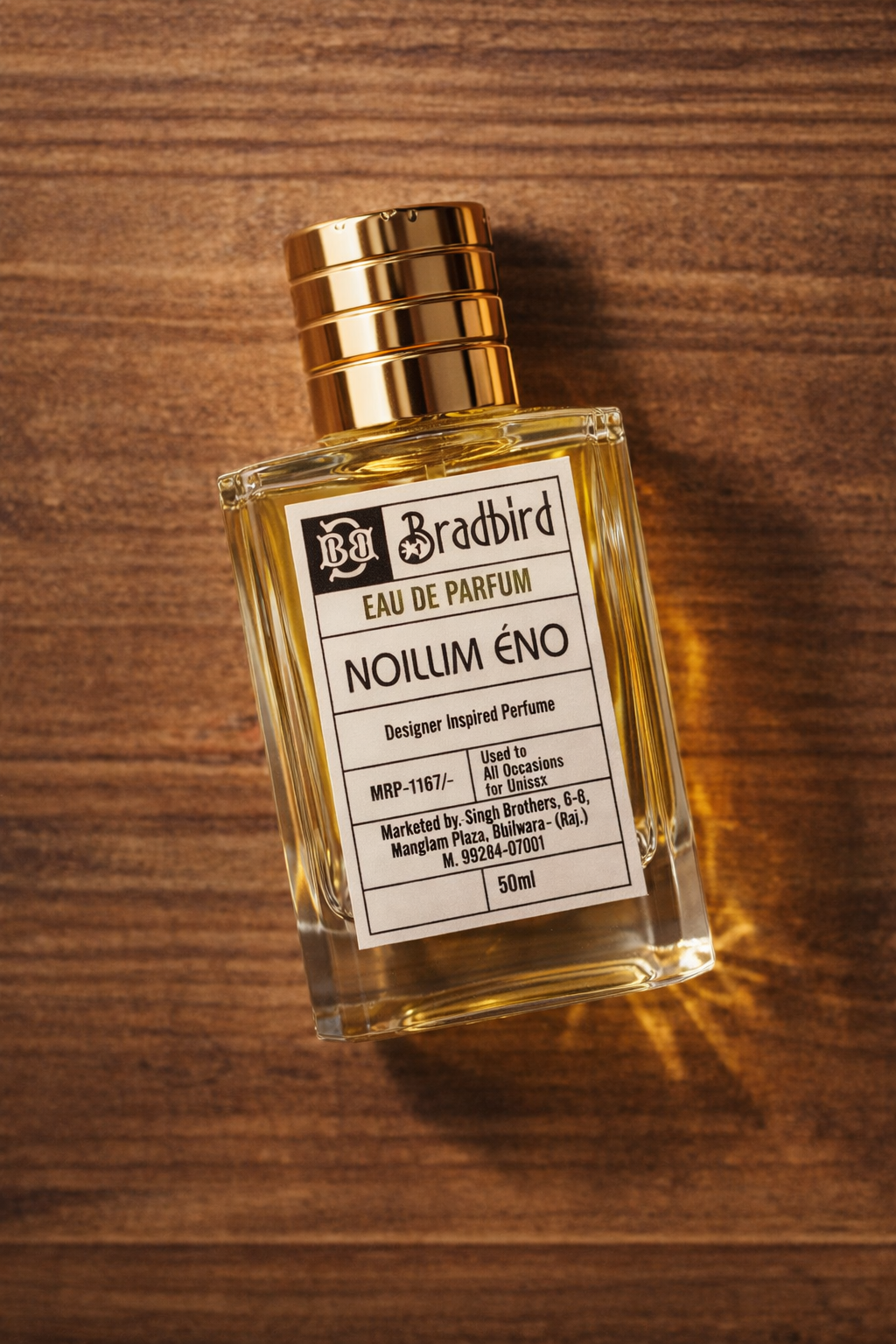 Noillim Éno eau de parfum, 50ml, clear bottle with gold cap and front label