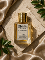 50ml Eau de Parfum bottle with gold ribbed cap, label visible from above