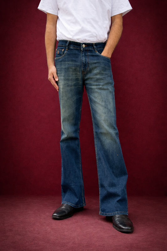 Bootcut Jeans for Men | Vintage Indigo Distressed Flare Denim