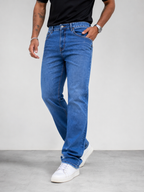 Sky Blue Ocean Wash Straight Fit Denim Jeans –