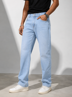 Ice Blue Super Light Wash Straight Fit  Denim Jeans –