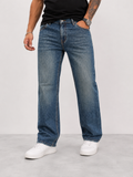 Vintage Mud-Wash Indigo Straight Fit Denim Jeans