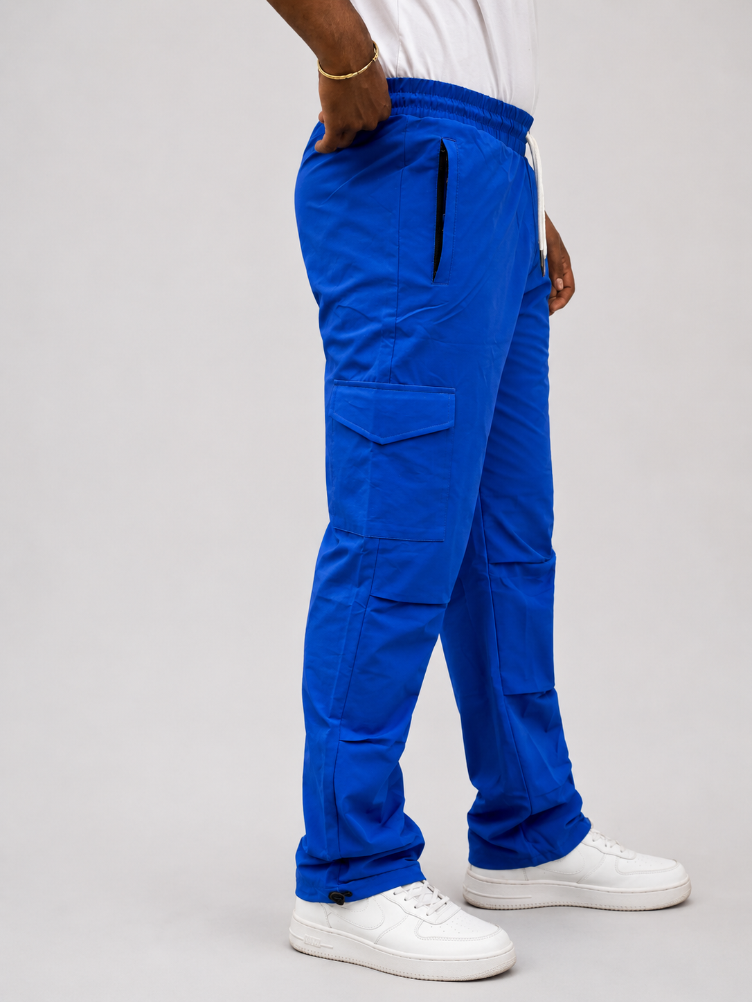 Blue Cargo Joggers with Adjustable Ankle Grip | Stylish Casual Streetwear Pants for Men