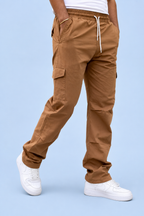Brown Cargo Joggers with Adjustable Ankle Grip | Comfortable Casual Streetwear Pants for Men