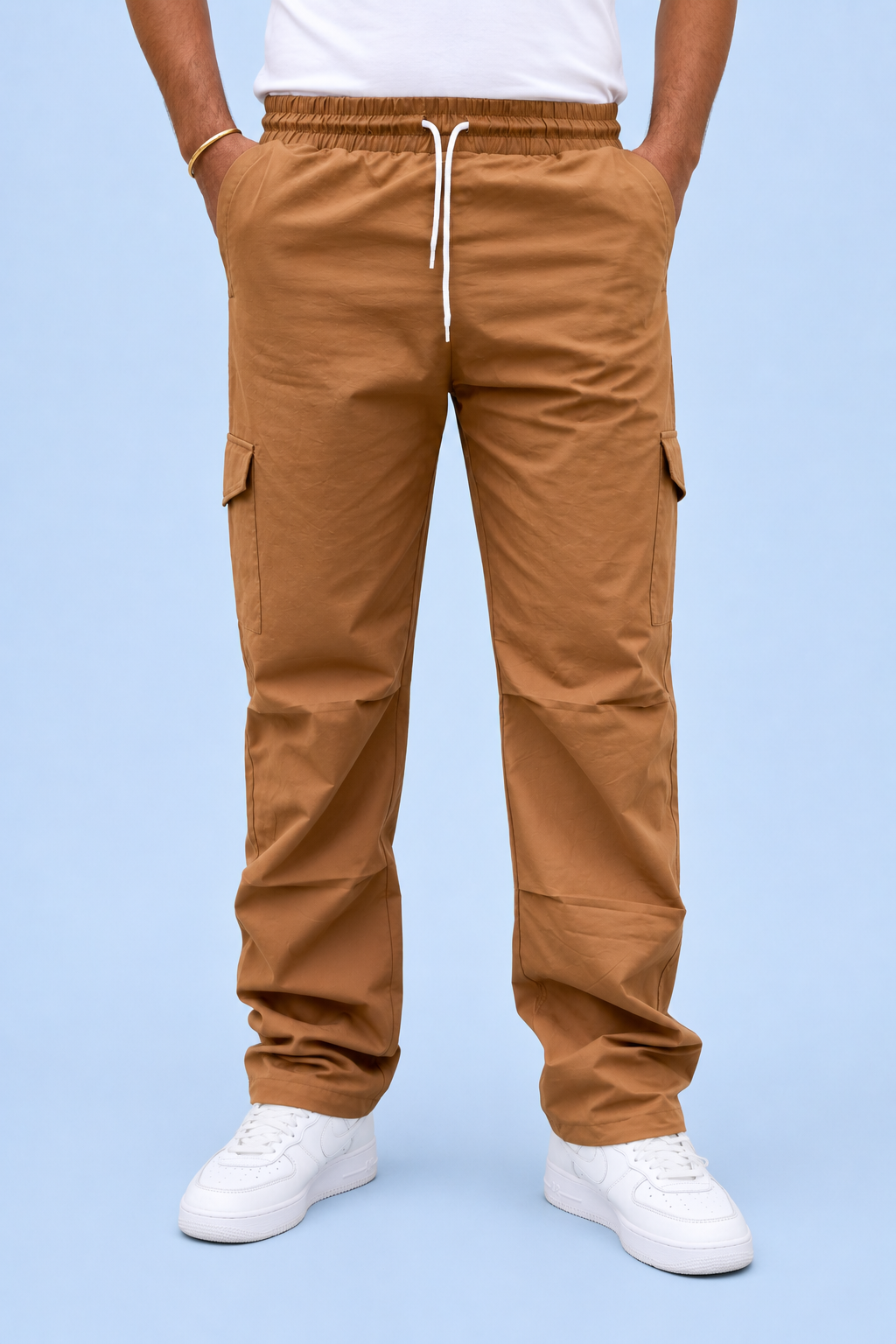 Brown Cargo Joggers with Adjustable Ankle Grip | Comfortable Casual Streetwear Pants for Men