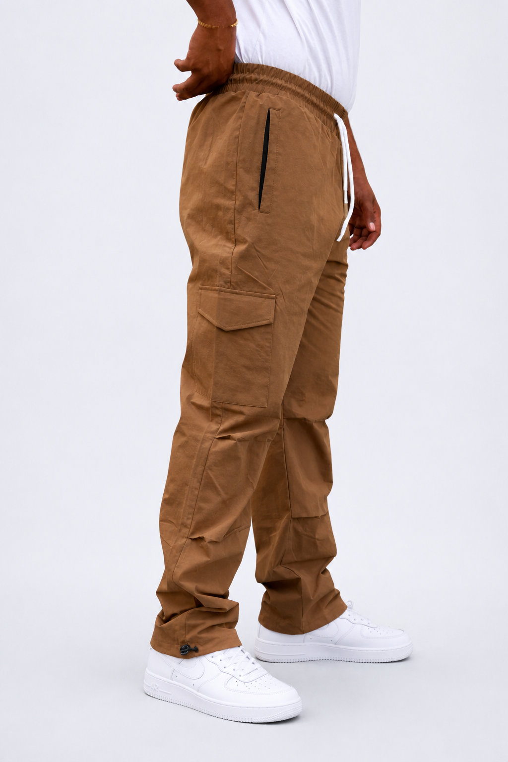 Brown Cargo Joggers with Adjustable Ankle Grip | Comfortable Casual Streetwear Pants for Men