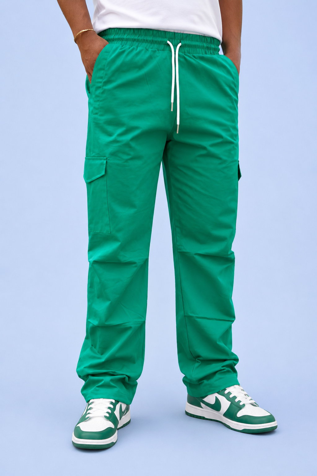 Green Cargo Joggers with Adjustable Ankle Grip | Stylish Streetwear Casual Pants for Men
