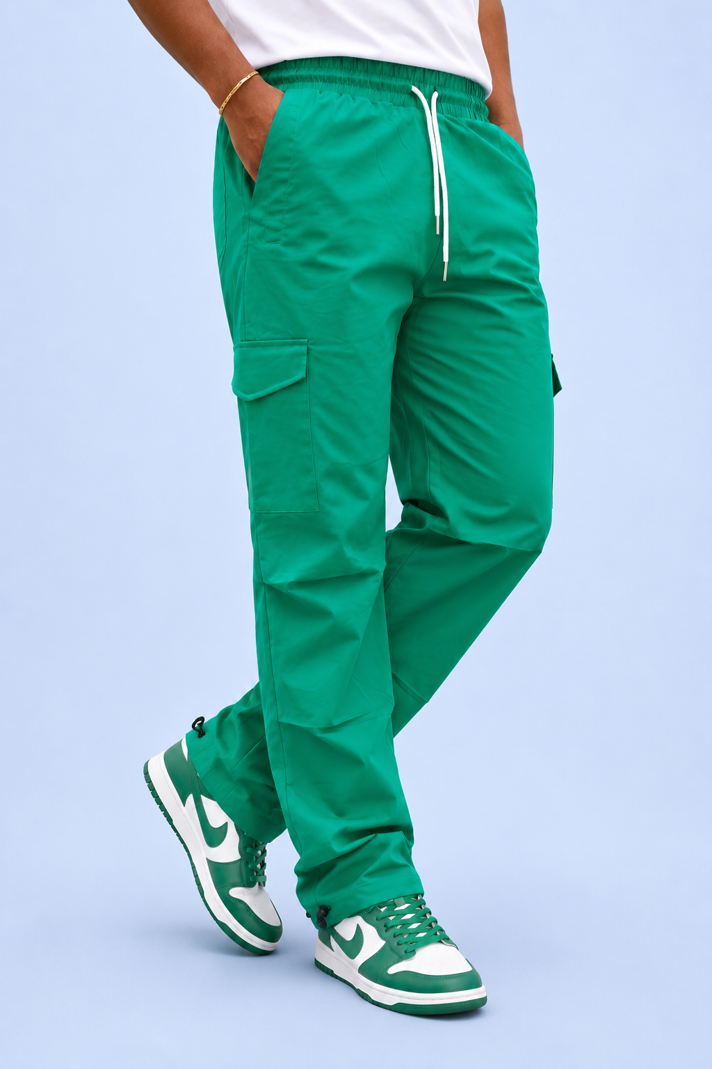Green Cargo Joggers with Adjustable Ankle Grip | Stylish Streetwear Casual Pants for Men