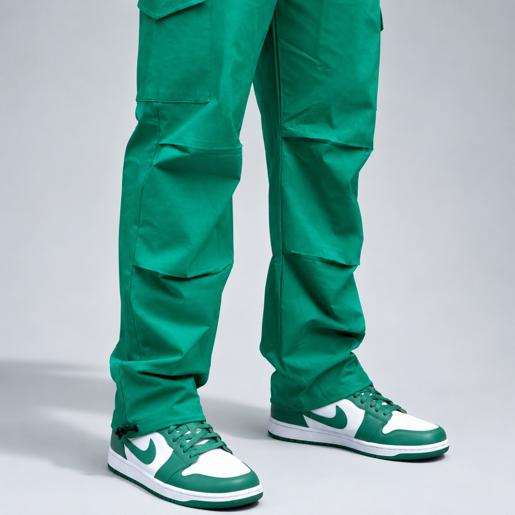 Green Cargo Joggers with Adjustable Ankle Grip | Stylish Streetwear Casual Pants for Men