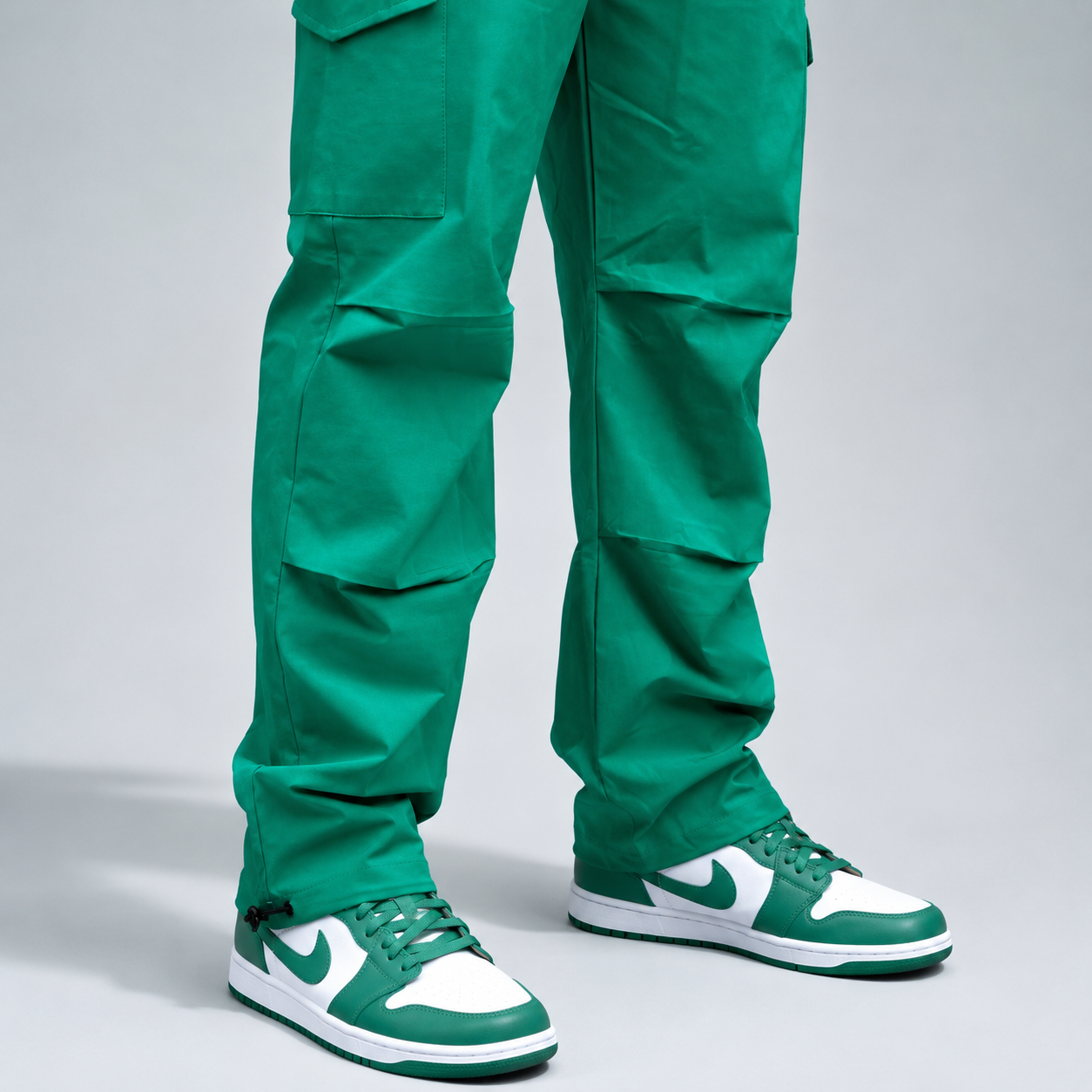 Green Cargo Joggers with Adjustable Ankle Grip | Stylish Streetwear Casual Pants for Men