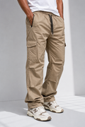 Beige Cargo Joggers with Adjustable Ankle Grip | Lightweight Casual Streetwear Pants for Me