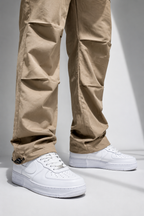 Beige Cargo Joggers with Adjustable Ankle Grip | Lightweight Casual Streetwear Pants for Me