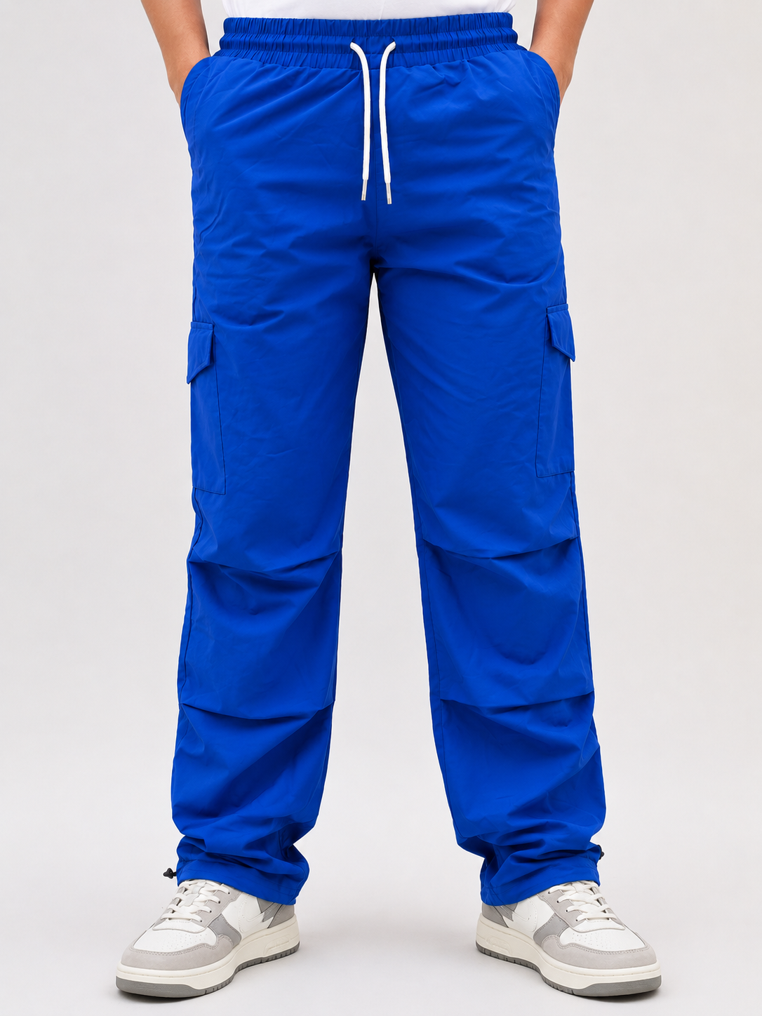 Blue Cargo Joggers with Adjustable Ankle Grip | Stylish Casual Streetwear Pants for Men