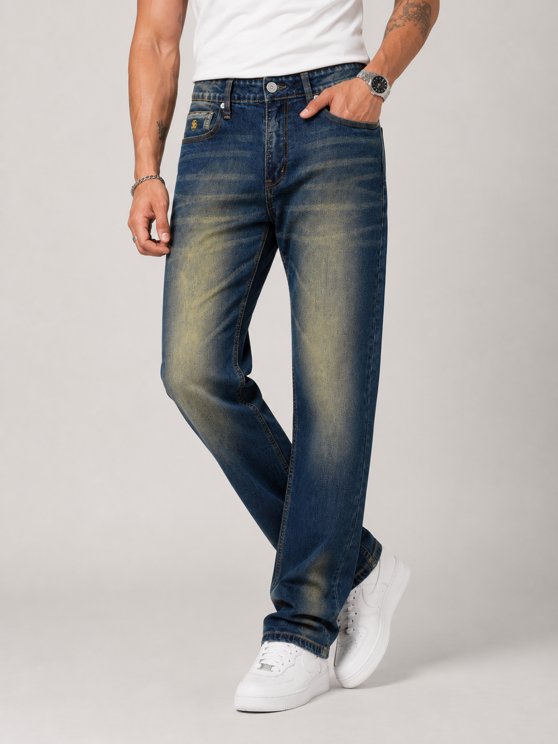 Deep Indigo Tinted Straight Fit Jeans for Men | Premium Streetwear