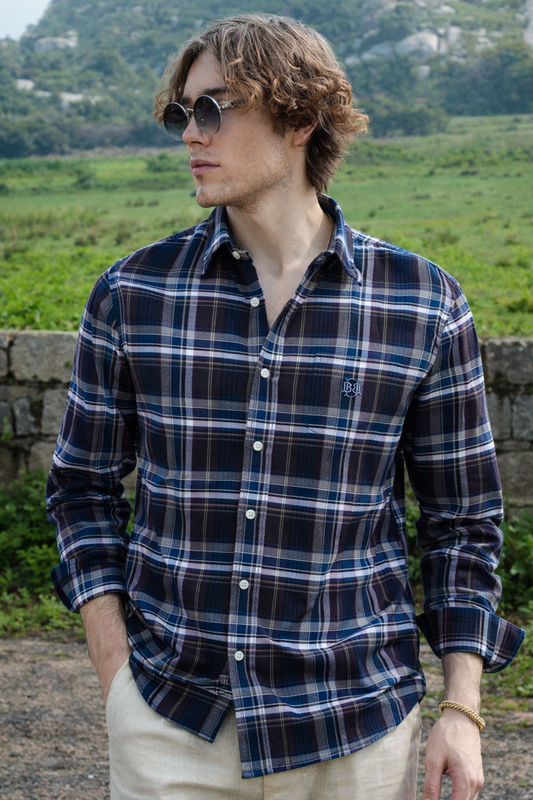 Navy-Blue Oxford Checks Shirts by Bradbird | Classic Style & Premium Quality