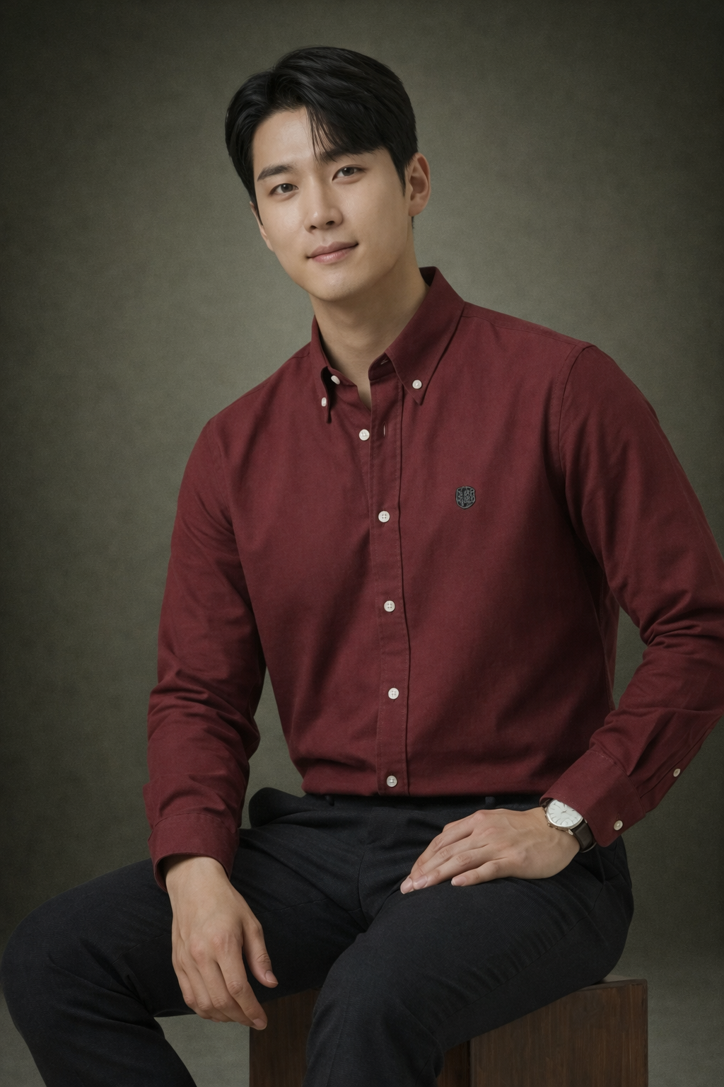 Premium Deep Red/Maroon Oxford Shirt – Men’s Urban Style