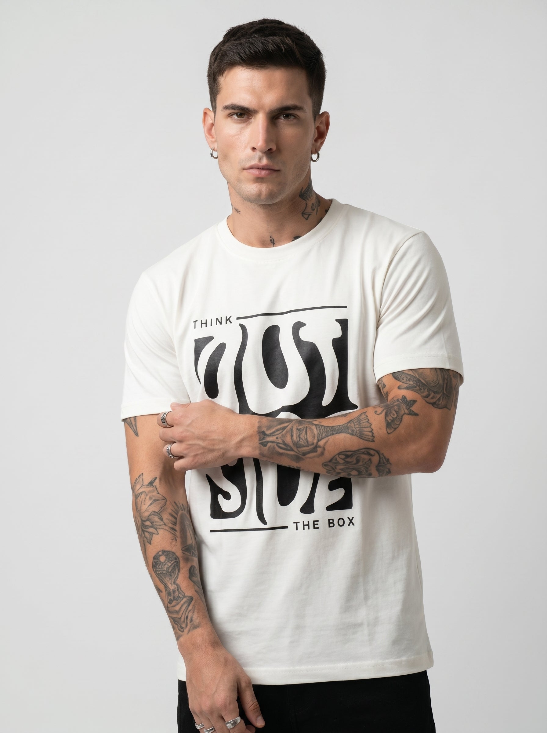 Off-White melted box graphic round neck T-shirt, white with large front logo print