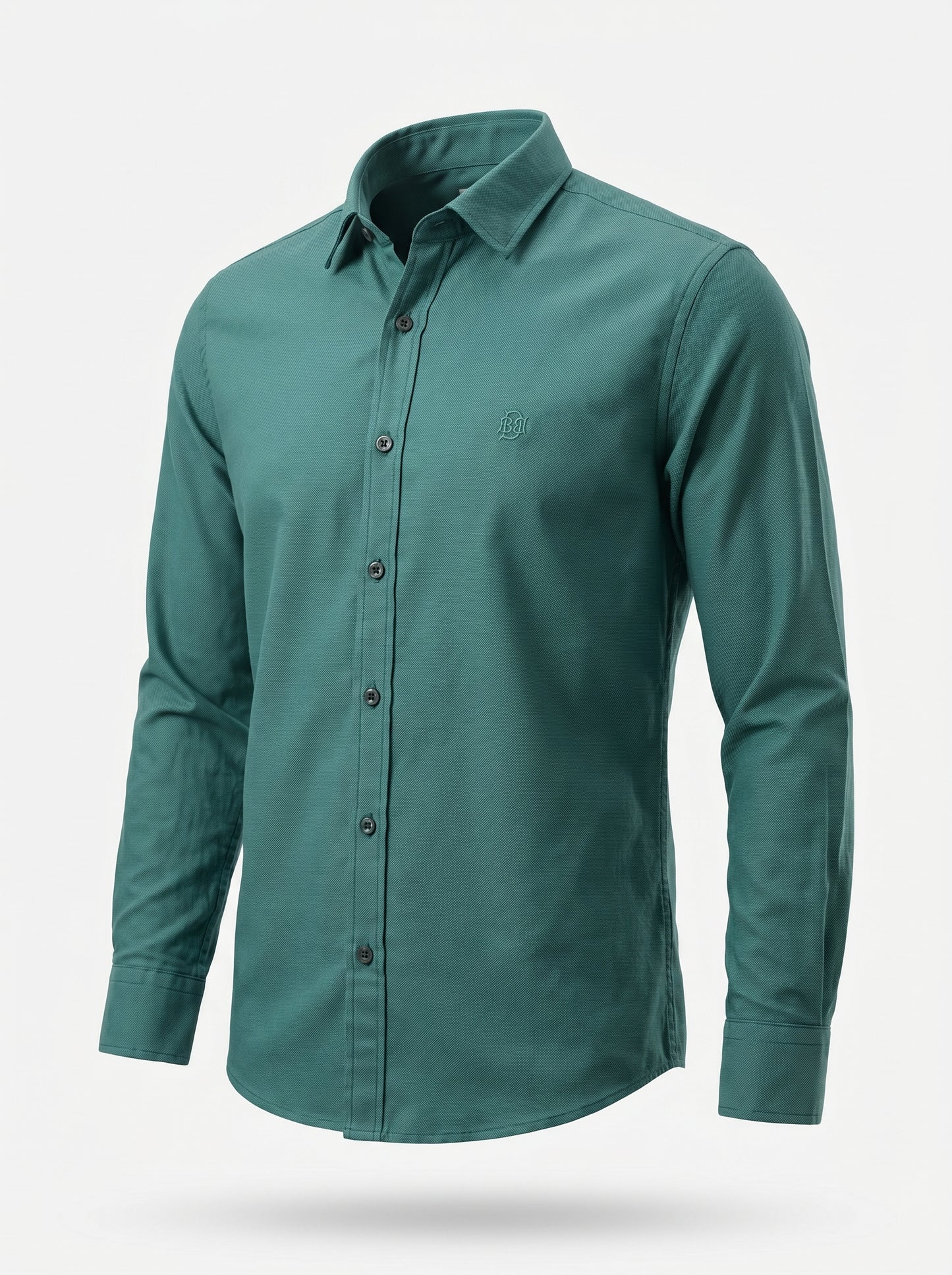 Rich Timber Green Textured Oxford Shirt with Tonal Monogram