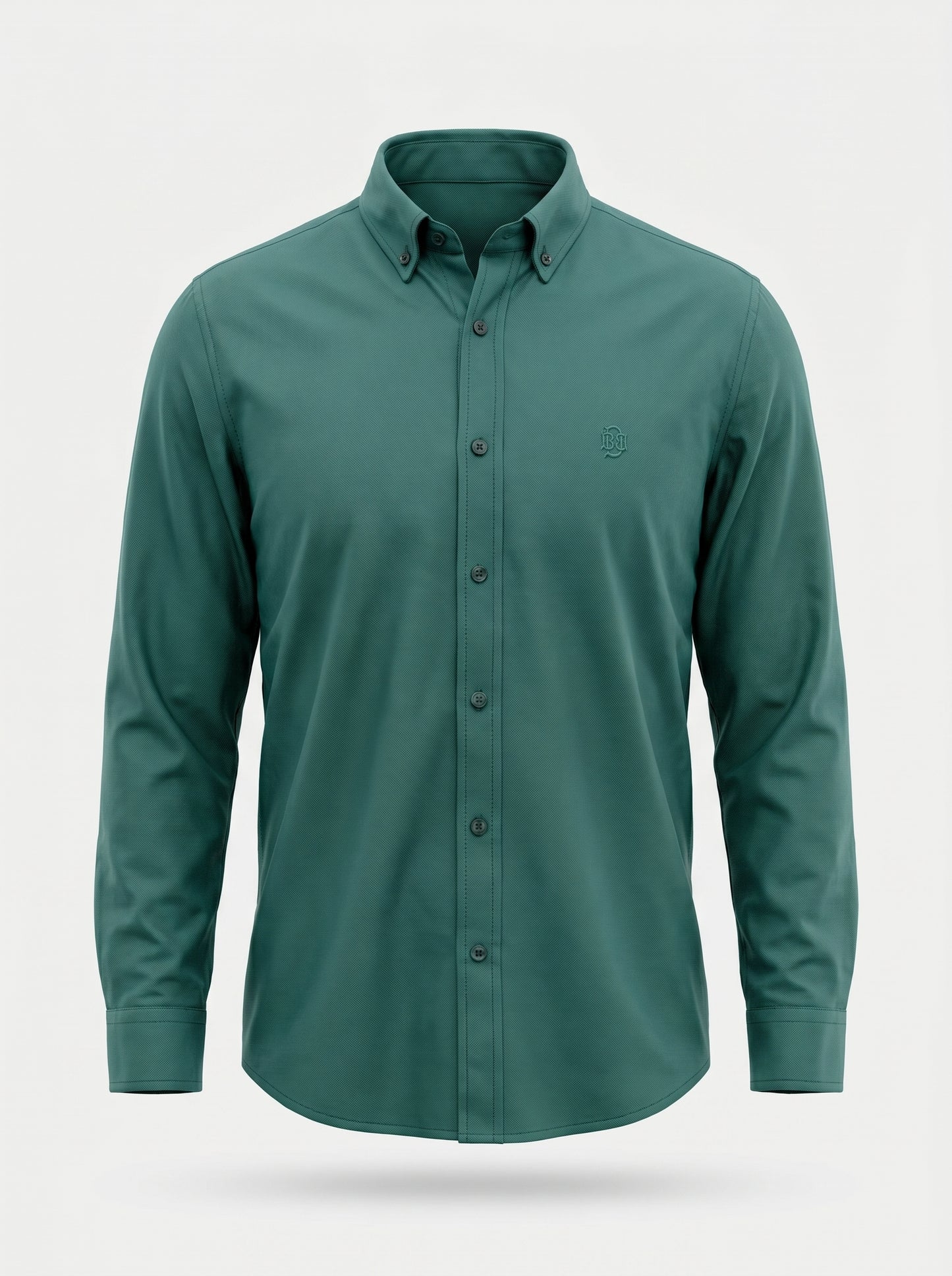 Rich Timber Green Textured Oxford Shirt with Tonal Monogram