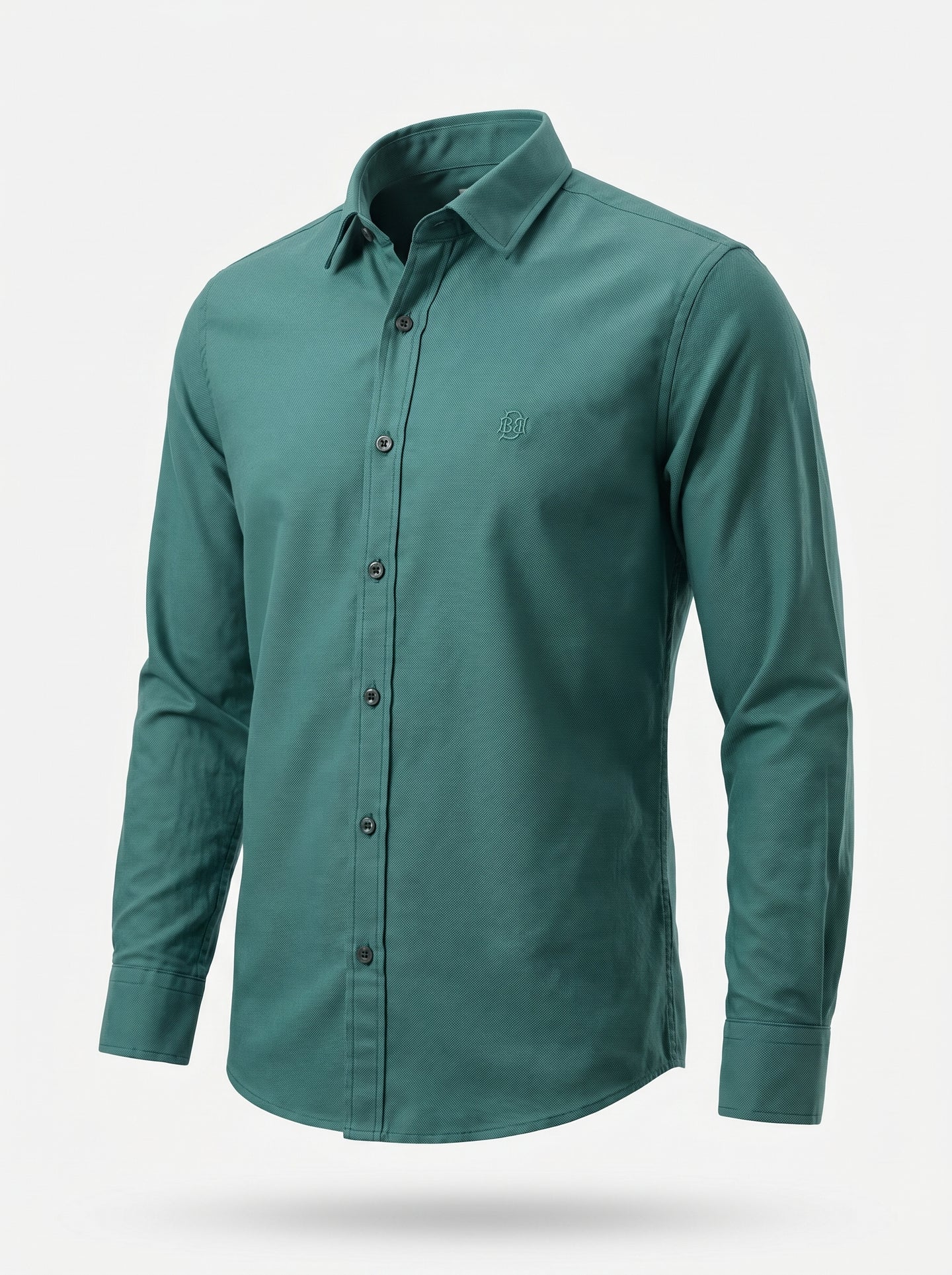 Rich Timber Green Textured Oxford Shirt with Tonal Monogram