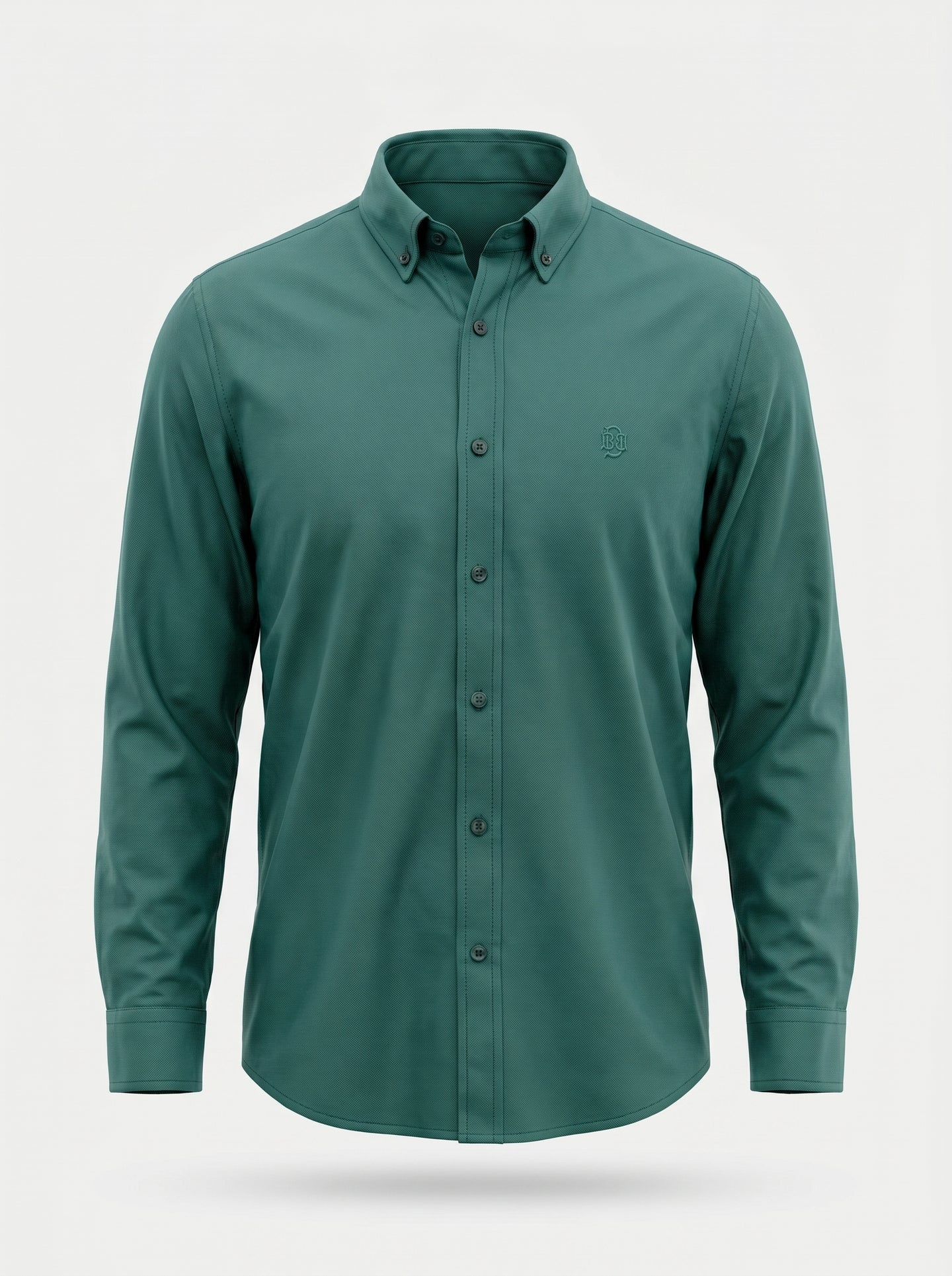 Rich Timber Green Textured Oxford Shirt with Tonal Monogram
