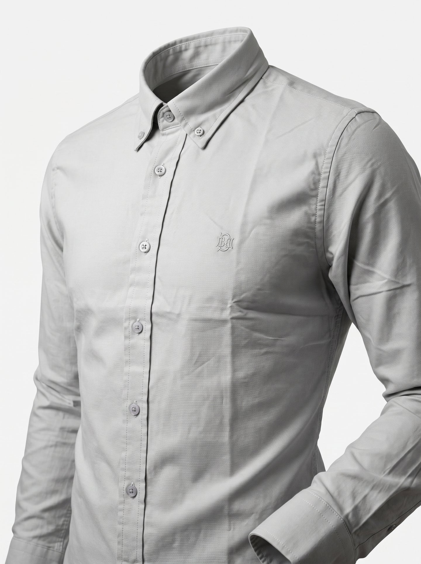 Premium Minimalist Soft Grey Textured Oxford Shirt