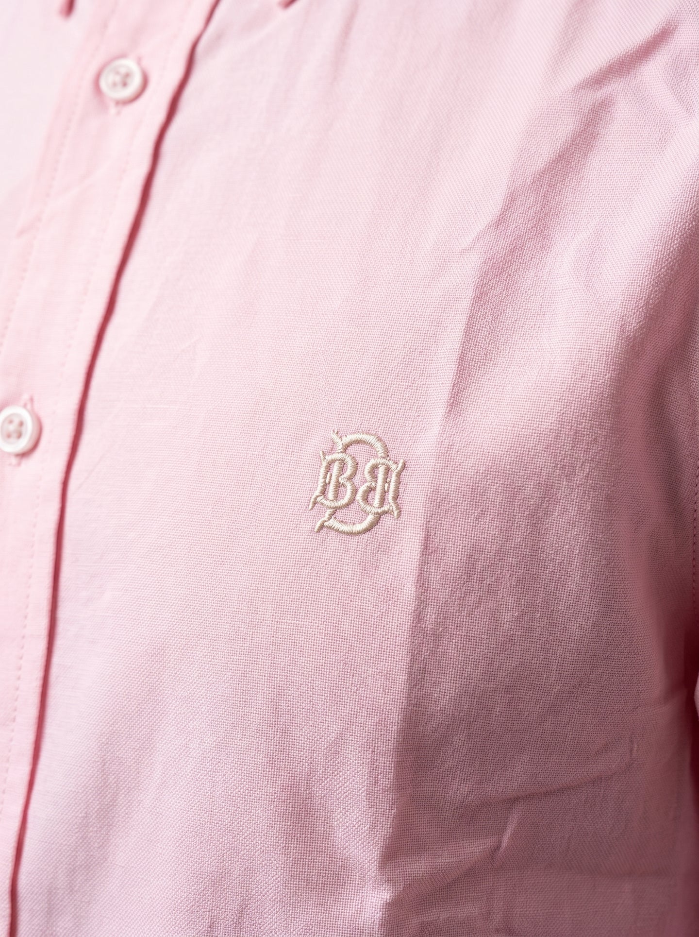 Classic Preppy Light Pink Textured Oxford Shirt with Tonal Monogram