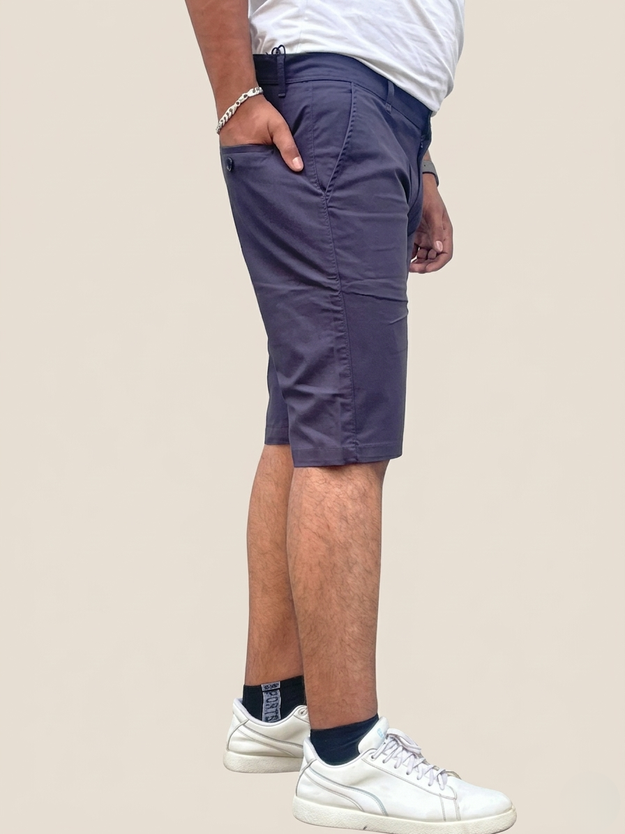 Premium Navy Blue Chino Shorts - Slim Fit Casual Cotton Shorts