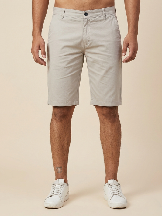 Premium Beige Chino Shorts - Slim Fit Casual Cotton Shorts